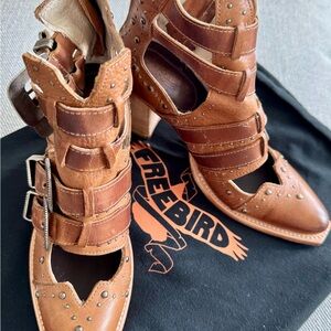 Freebird Brown Heeled Boots with Vintage Charm